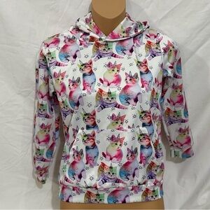 Multicolor Cat Pattern Hoodie